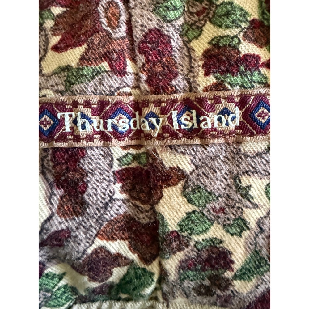 Thursday Island Floral Smocked Boho Midi Dress Burgundy Multi Long Sleeve - Picture 8 of 11